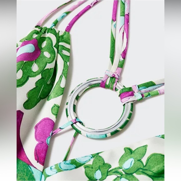 Mango Satin Cross-Back Floral Jumpsuit NWOT - Picture 13 of 13